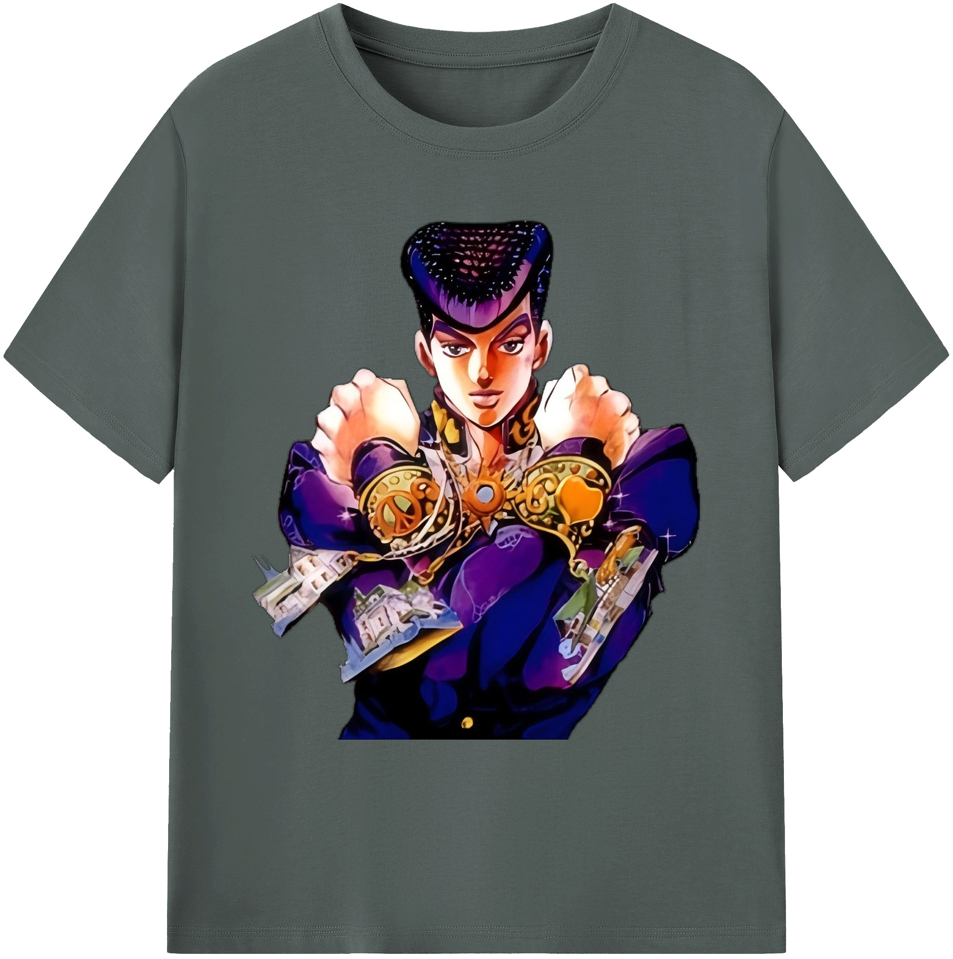（画像用） ジョジョの奇妙な冒険 ひがしかた じょうすけ JoJo's Bizarre Adventure Higashikata Josuke 綿100％ メンズ半袖Tシャツ｜肌触りやわらか＆通気性